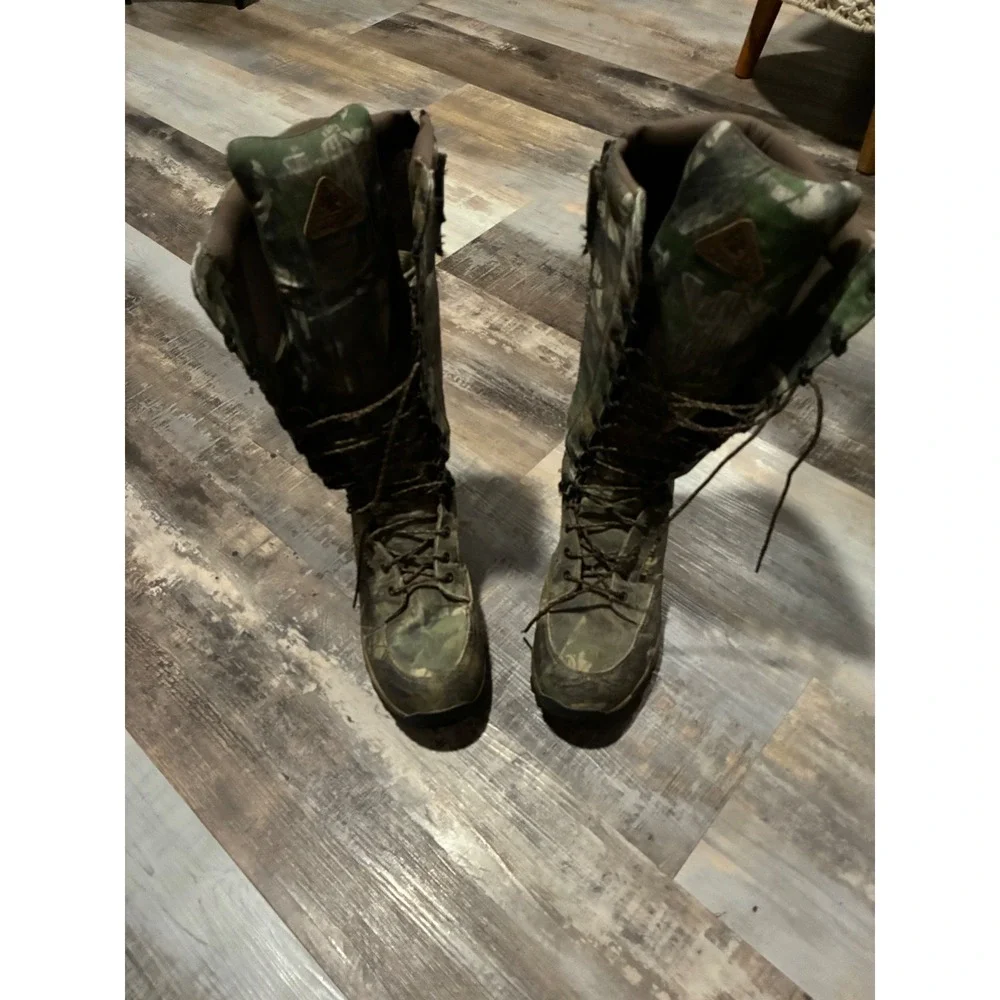 Rocky Mens Gore-Tex Camo Hunting Boots Vibram Sole Side Zip Waterproof